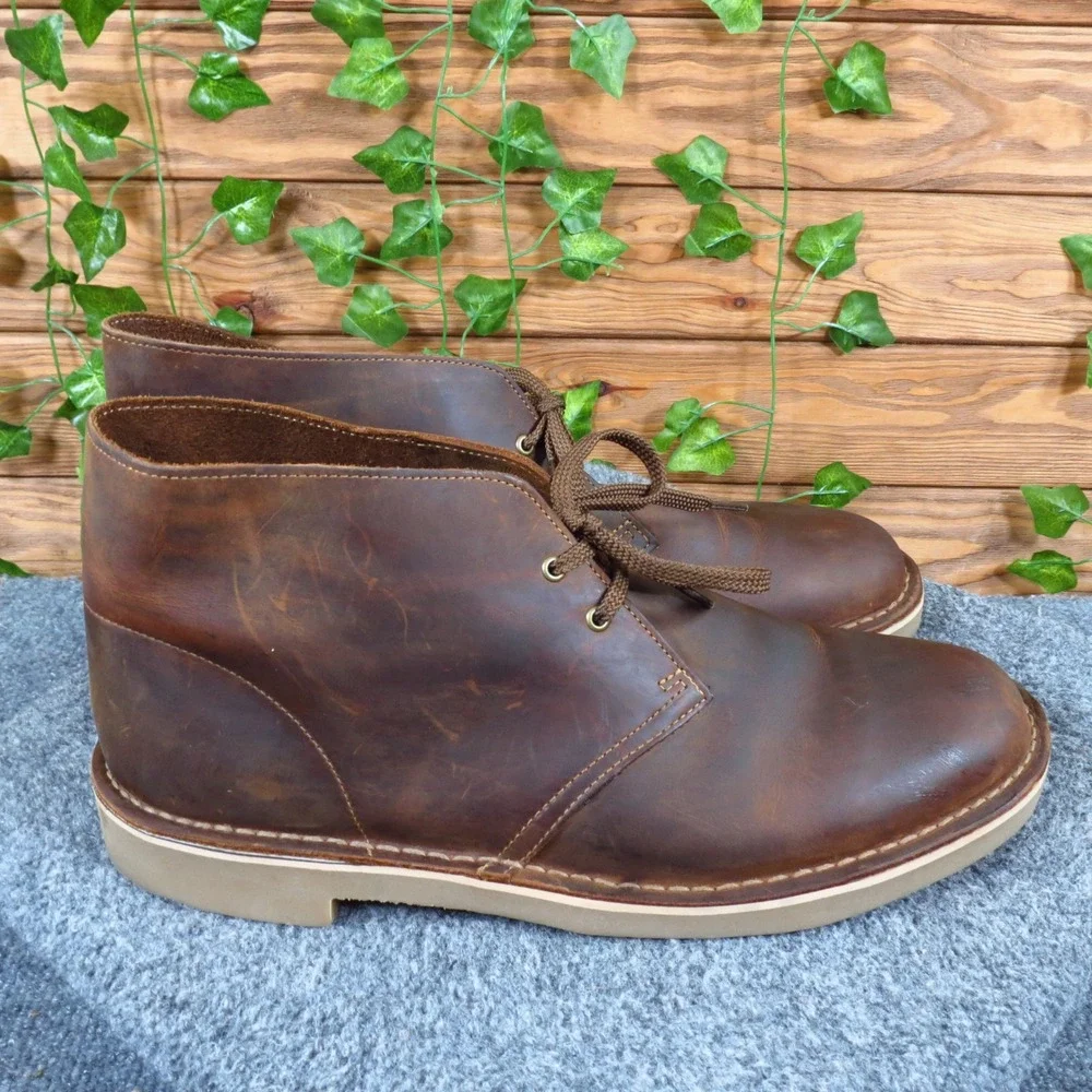 Clarks Bushacre Mens Chukka Boots Size 12 Daily Wear Brown Leather